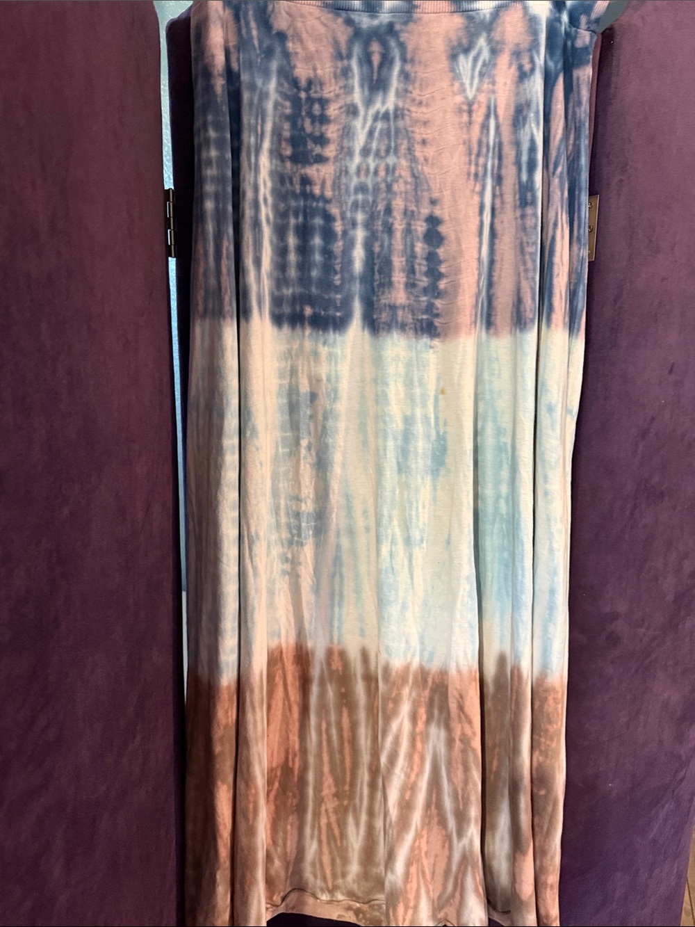 Tryst Tie-Dye Maxi Skirt in Blue, Pink & Brown
